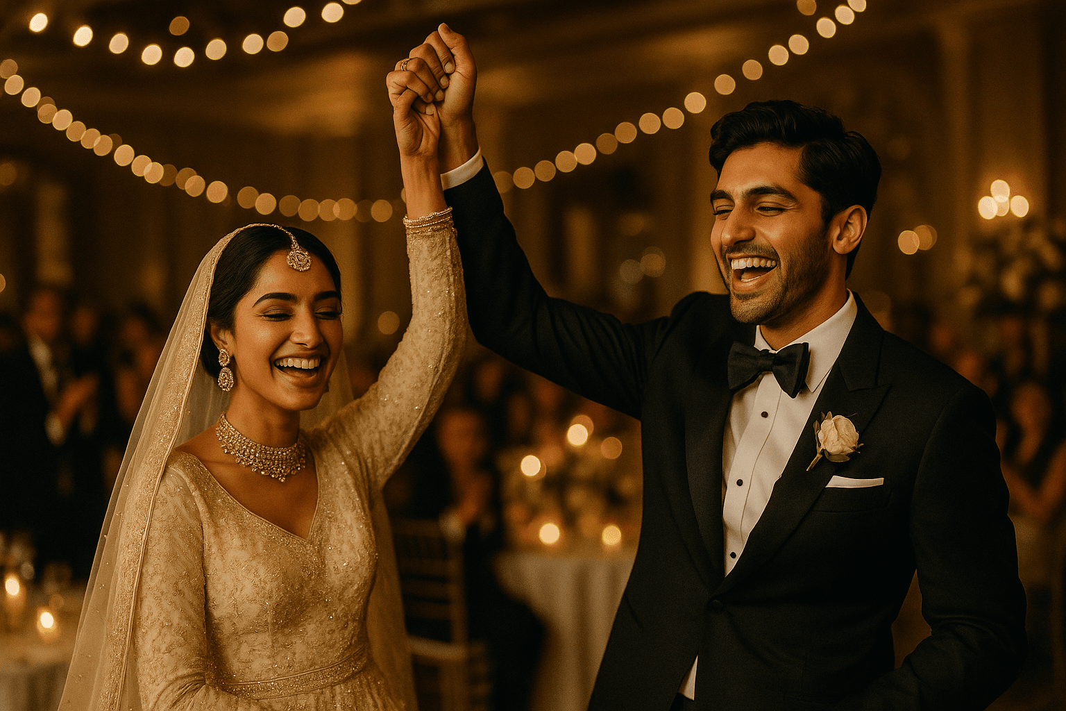 Opulent wedding reception celebration